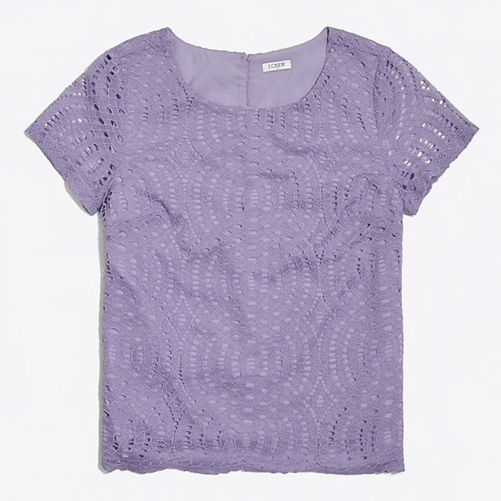 J Crew Factory Lace Shirt in Iced Lavender Sz 6